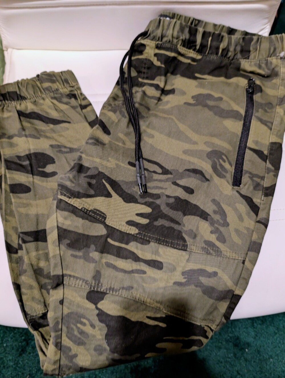 Free Planet Mens Olive Green Camo Jogger Pants With Drawstring And Pockets 3XL